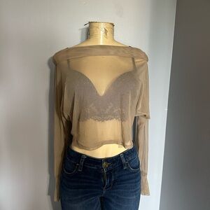 Windsor - XS/S/M - beige mesh top / mesh coverup